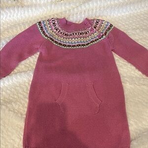 Pink Knit Sweater Dress with Patterned Yoke Oshkosh 18 months